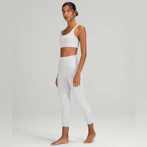 Lululemon Wunder Under Luxtreme White Grey Heather Print Leggings Size 12